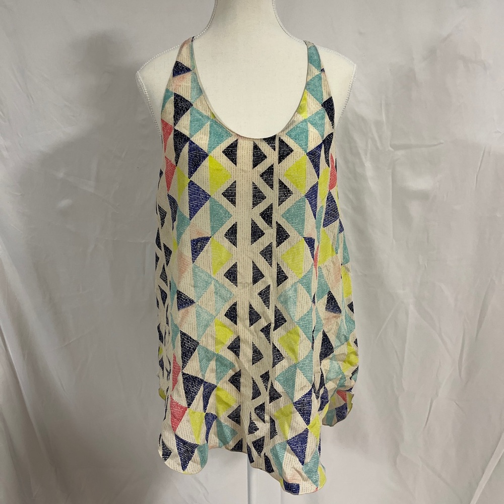 BNWT Aritzia Wilfred silk geometric racerback tank size large